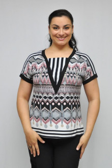 Блуза "Олси" 1210012 ОЛСИ (Орнамент черно-серый)